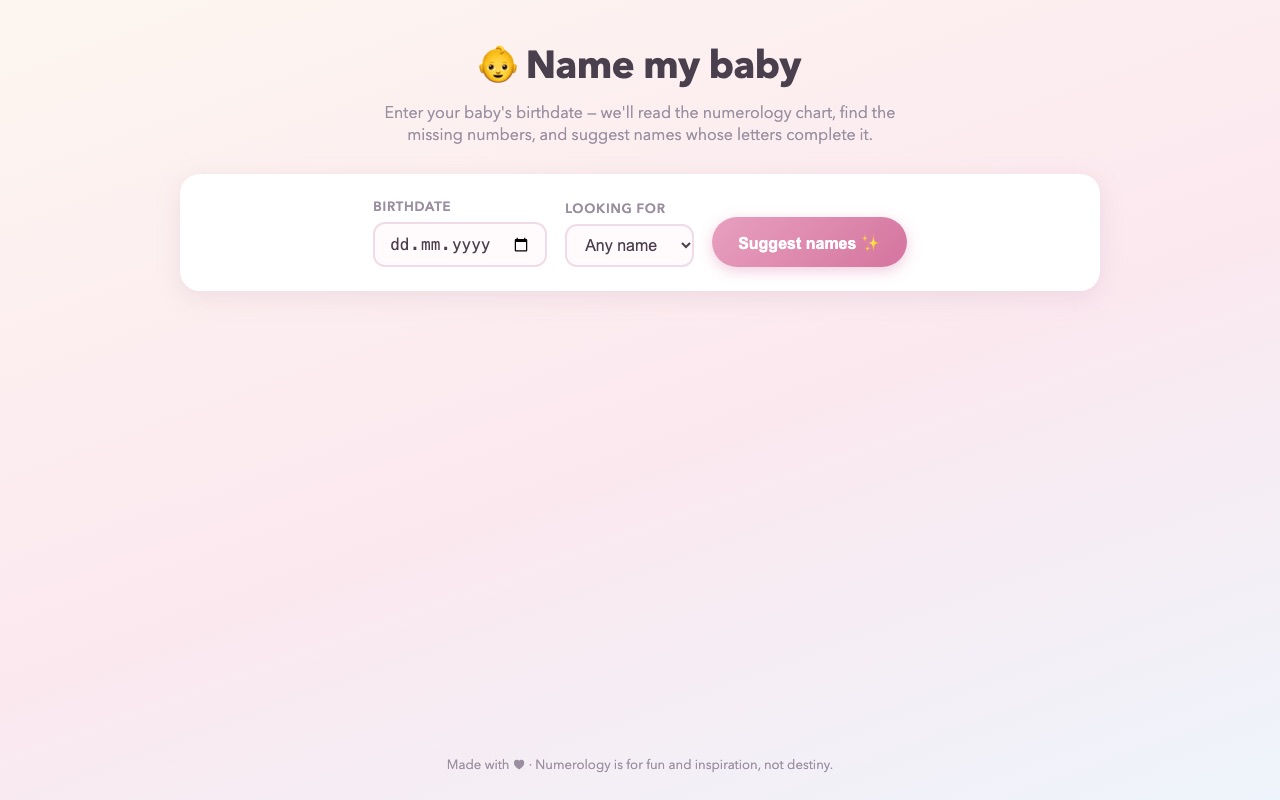 Screenshot of Name My Baby
